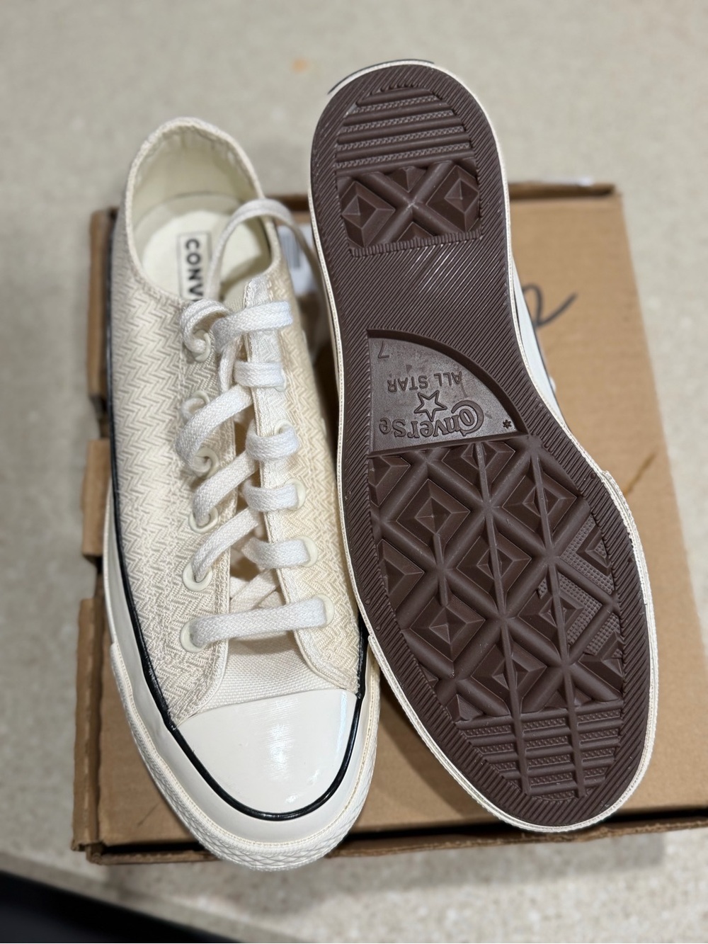 Converse Women's Low Top Sneakers in Cream with Brown Outsole